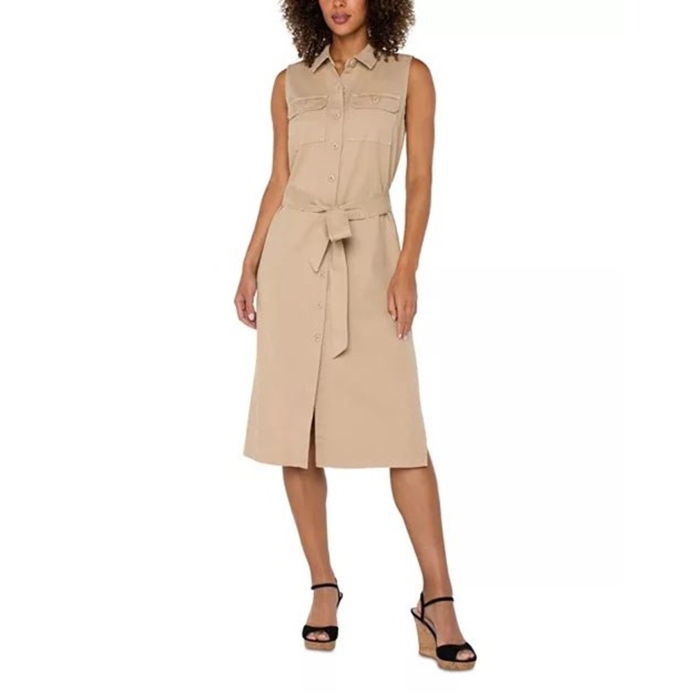 NWT Liverpool Tan Sleeveless Shirtdress / Size Large / Perfect for Summer!